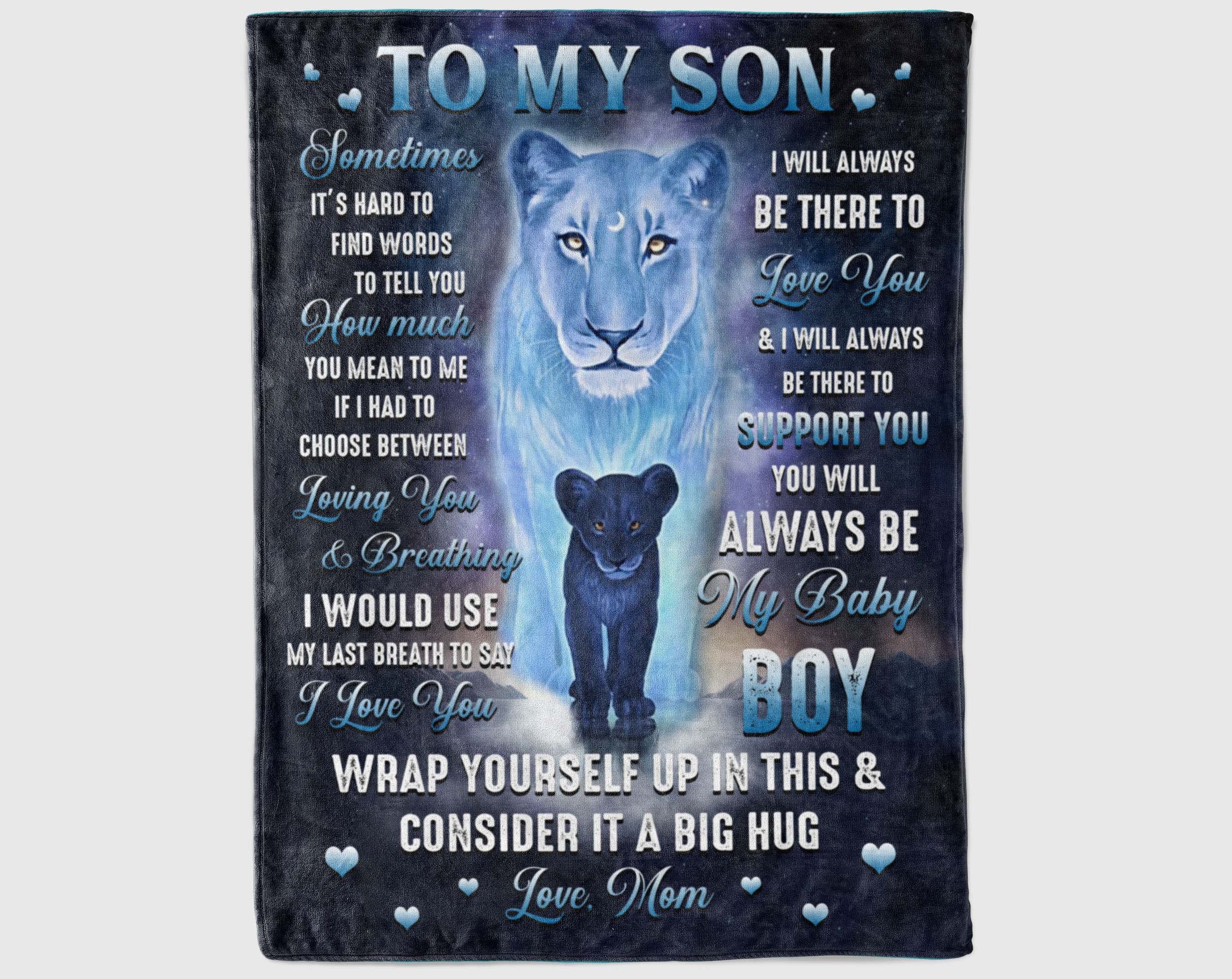 To My Son Lion Blanket, Son Blanket From Mom, Letter to Son Blanket, Lion Mom and Son Blanket
