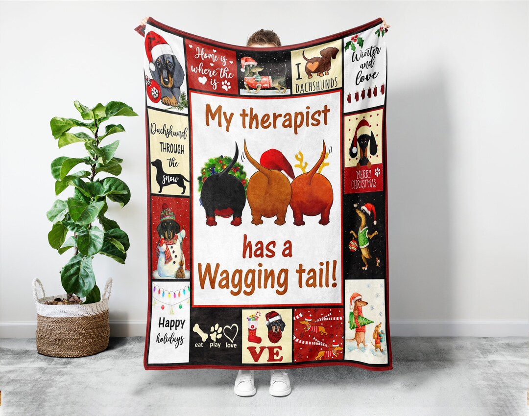 Dachshund Therapist Blanket, Christmas Dachshund Blanket, Dachshund