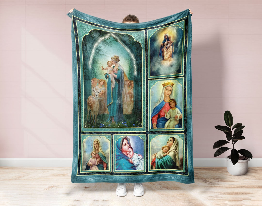 Maria and Jesus Blanket, Virgin Mary Blanket, Mother of God Blanket