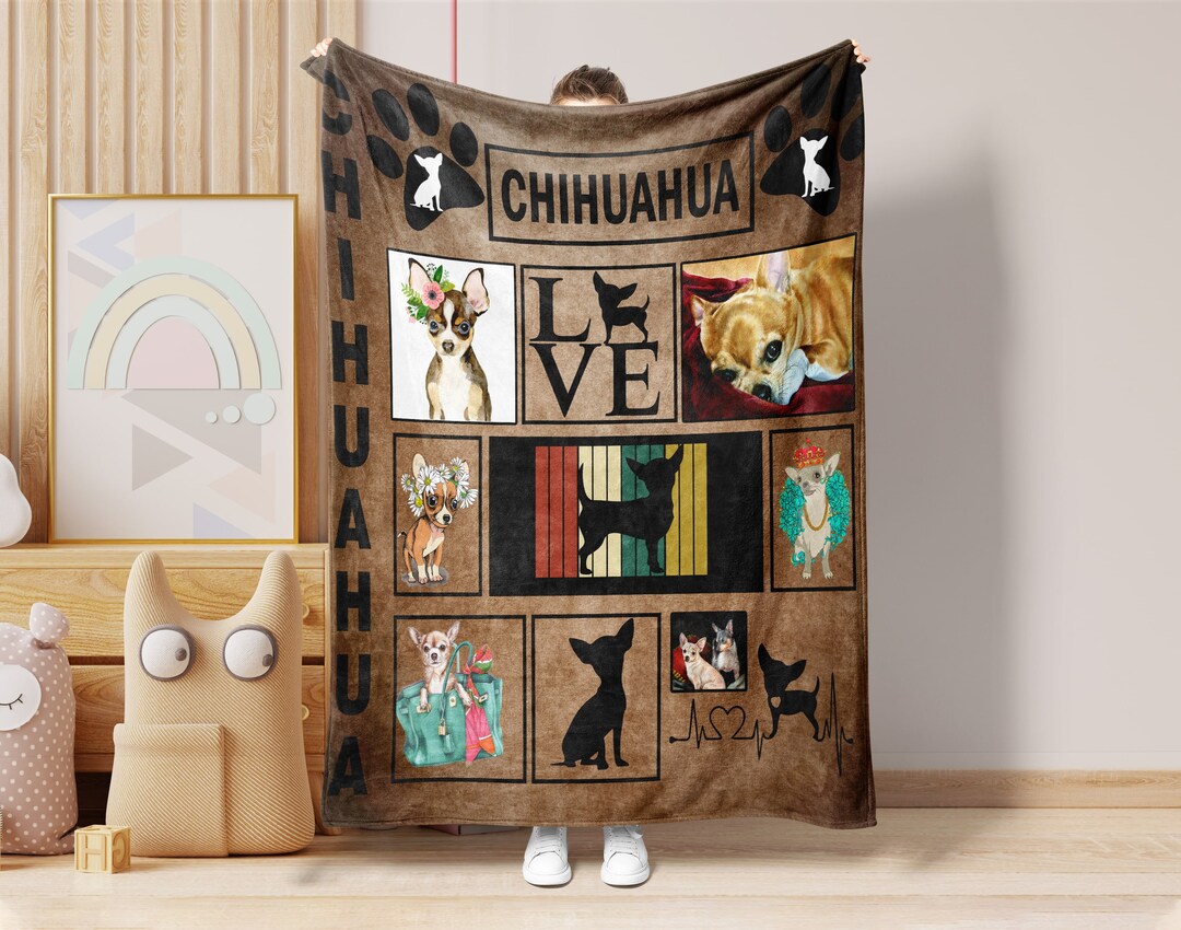 Chihuahua Love Blanket, Cute Chihuahua Blanket, Chihuahua Fleece Sherpa