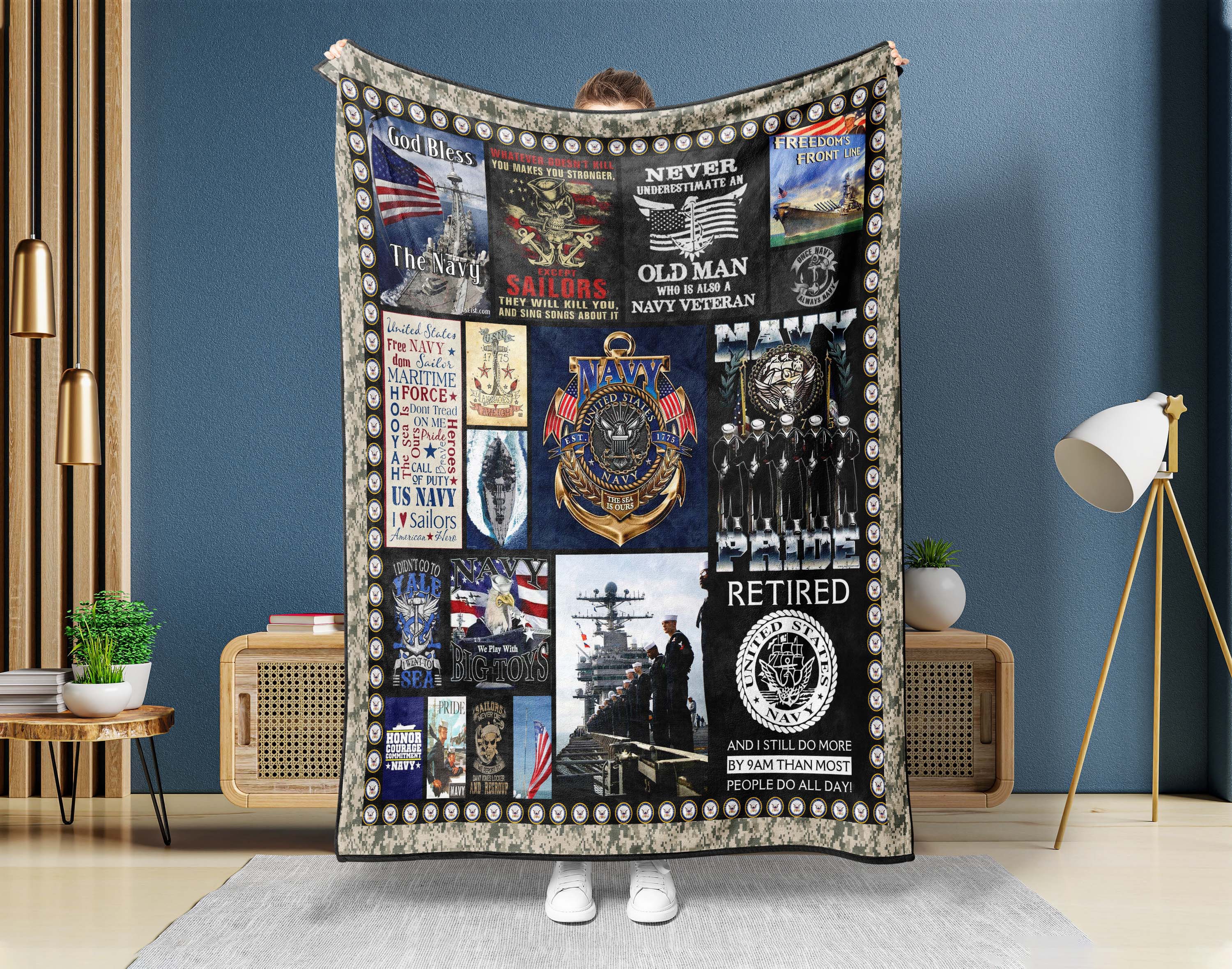 Retired US Navy Veteran Blanket, US Navy Blanket, USN Blanket, Army