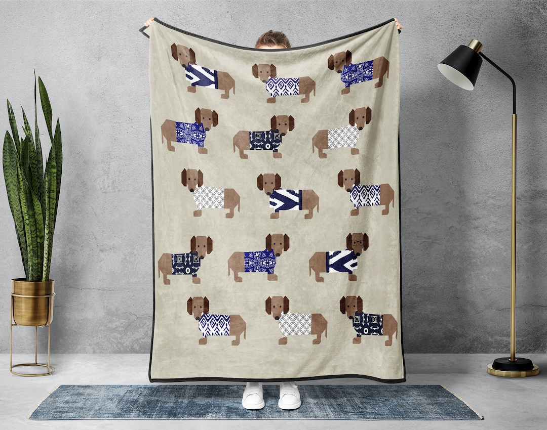 Dachshund Fleece Sherpa Blanket, Dachshund Lover Blanket, Dachshund Mom