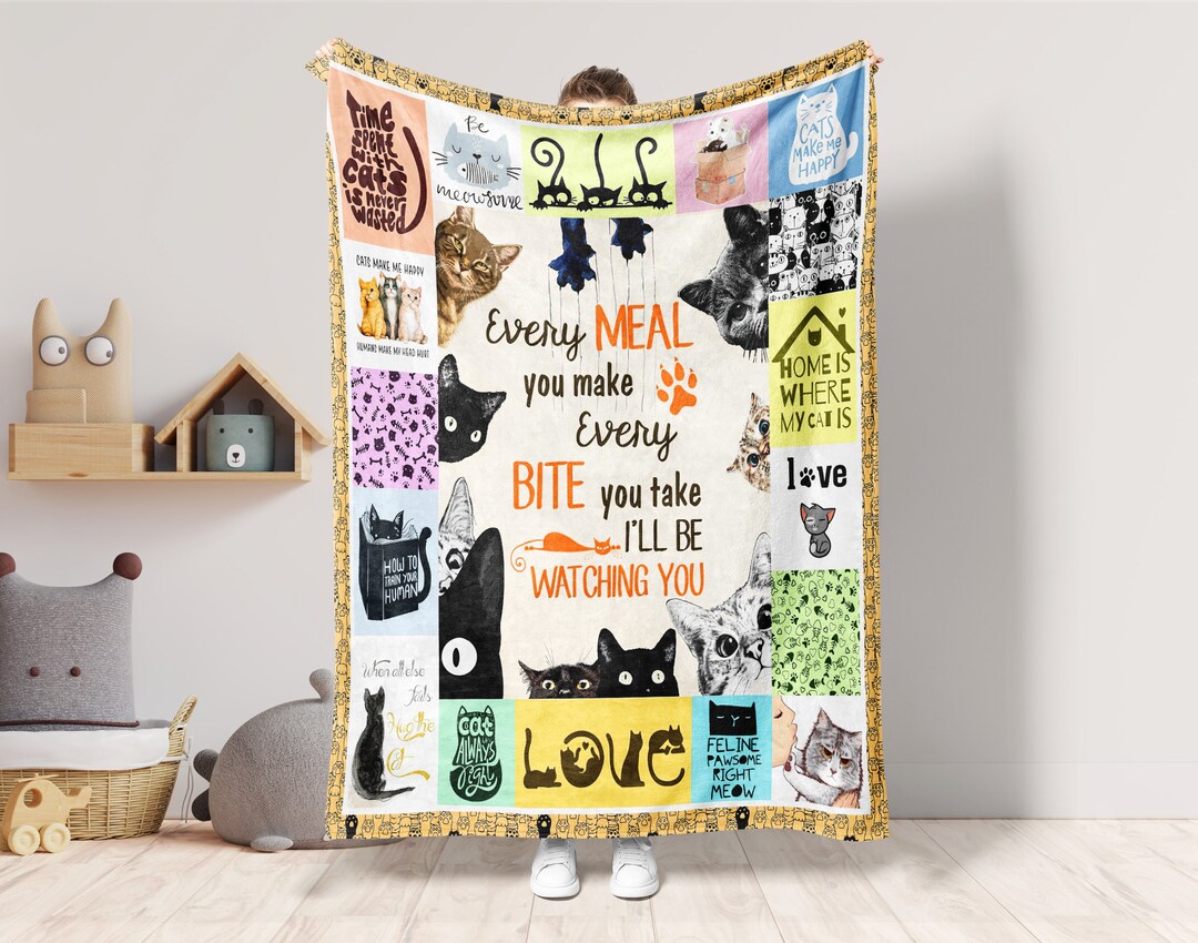 Funny Cat Blanket Cute Cat Blanket Cat Mom Blanket Love Cat Etsy