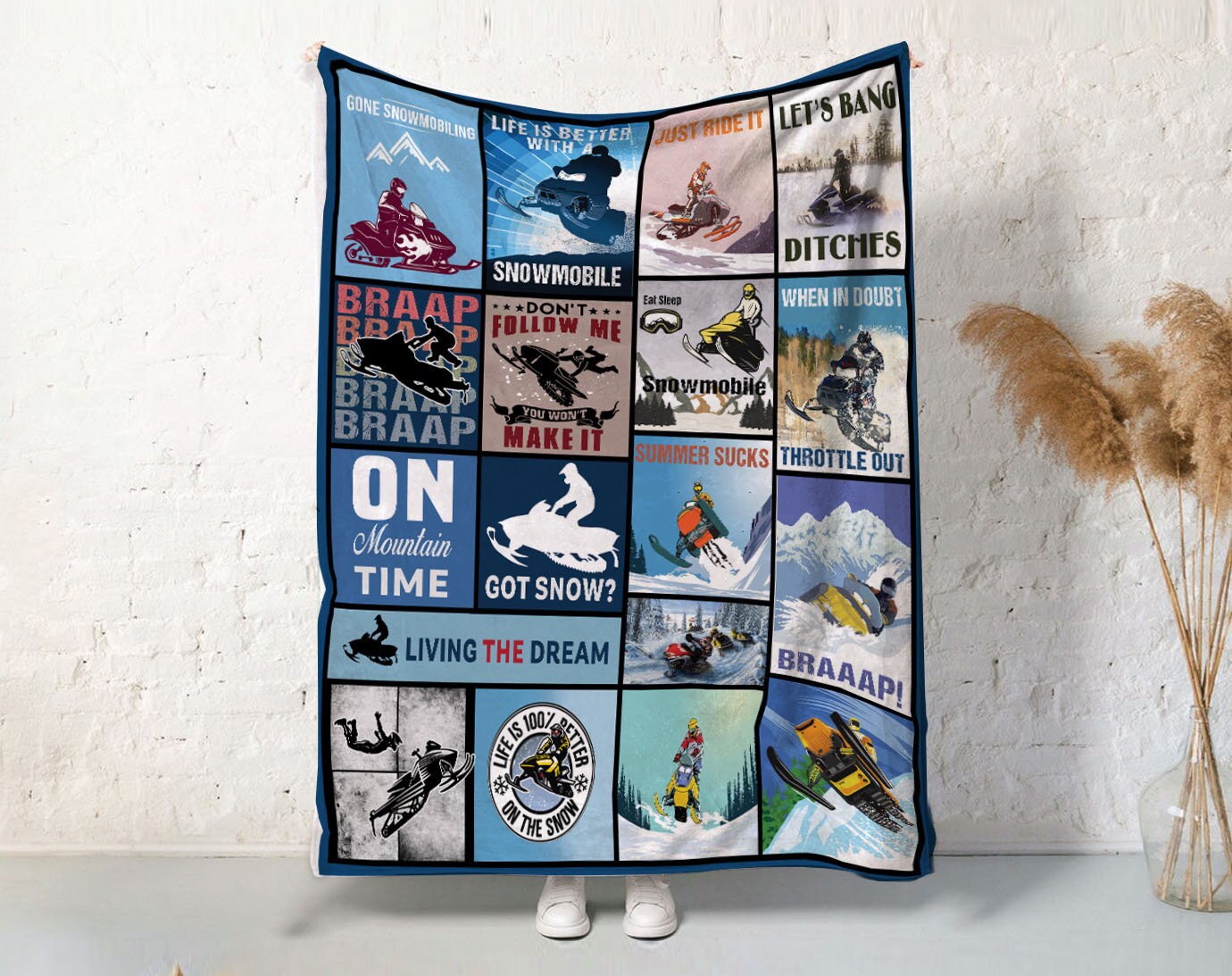 Snowmobile Fabric For Fleece Blankets