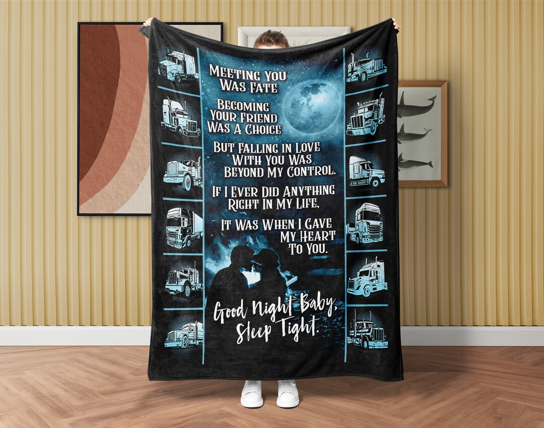 Trucker Couple Blanket, Truck Driver Blanket, Trucker Life Blanket, Trucker Wife Blanket, Truck
