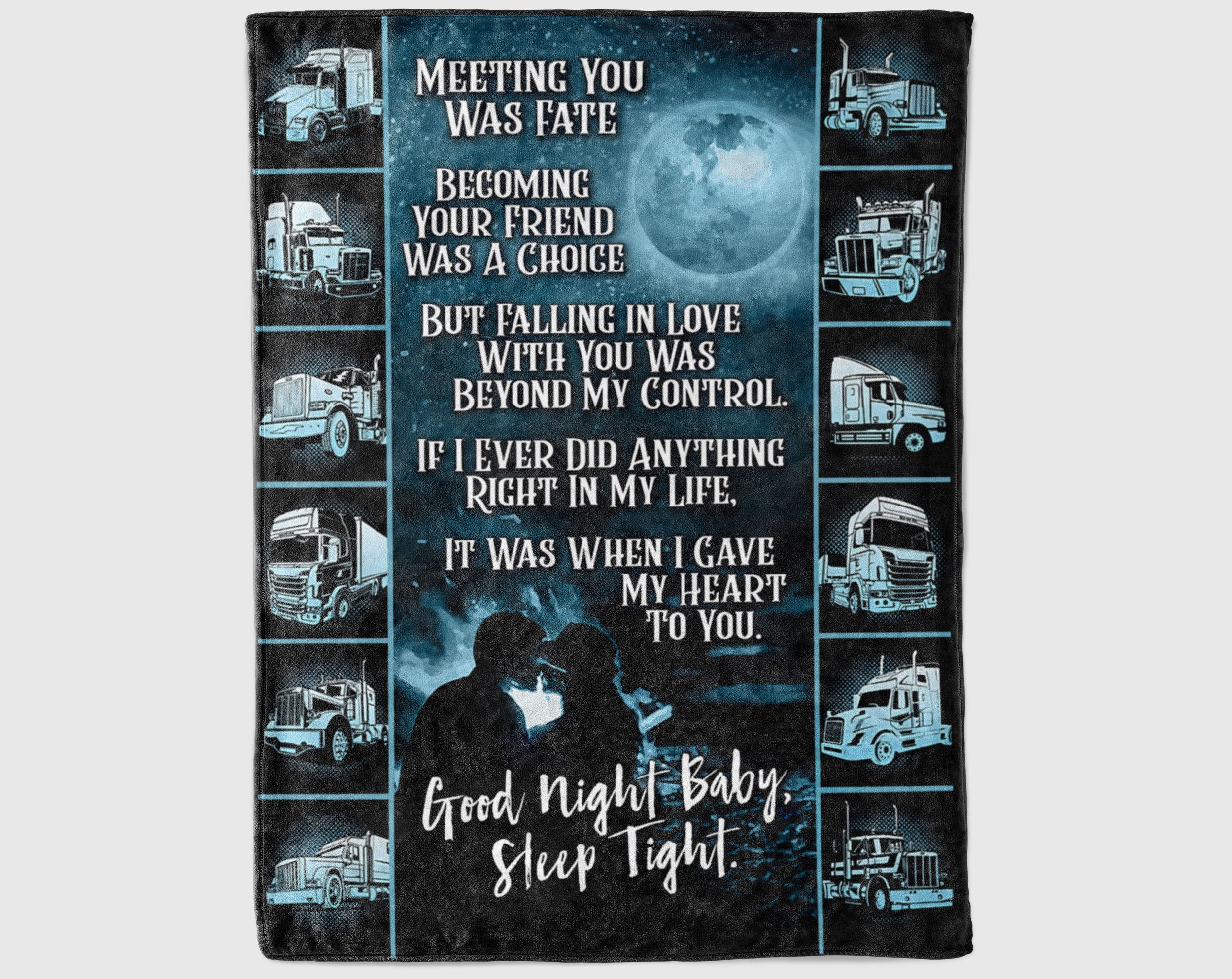 Trucker Couple Blanket, Truck Driver Blanket, Trucker Life Blanket, Trucker Wife Blanket, Truck