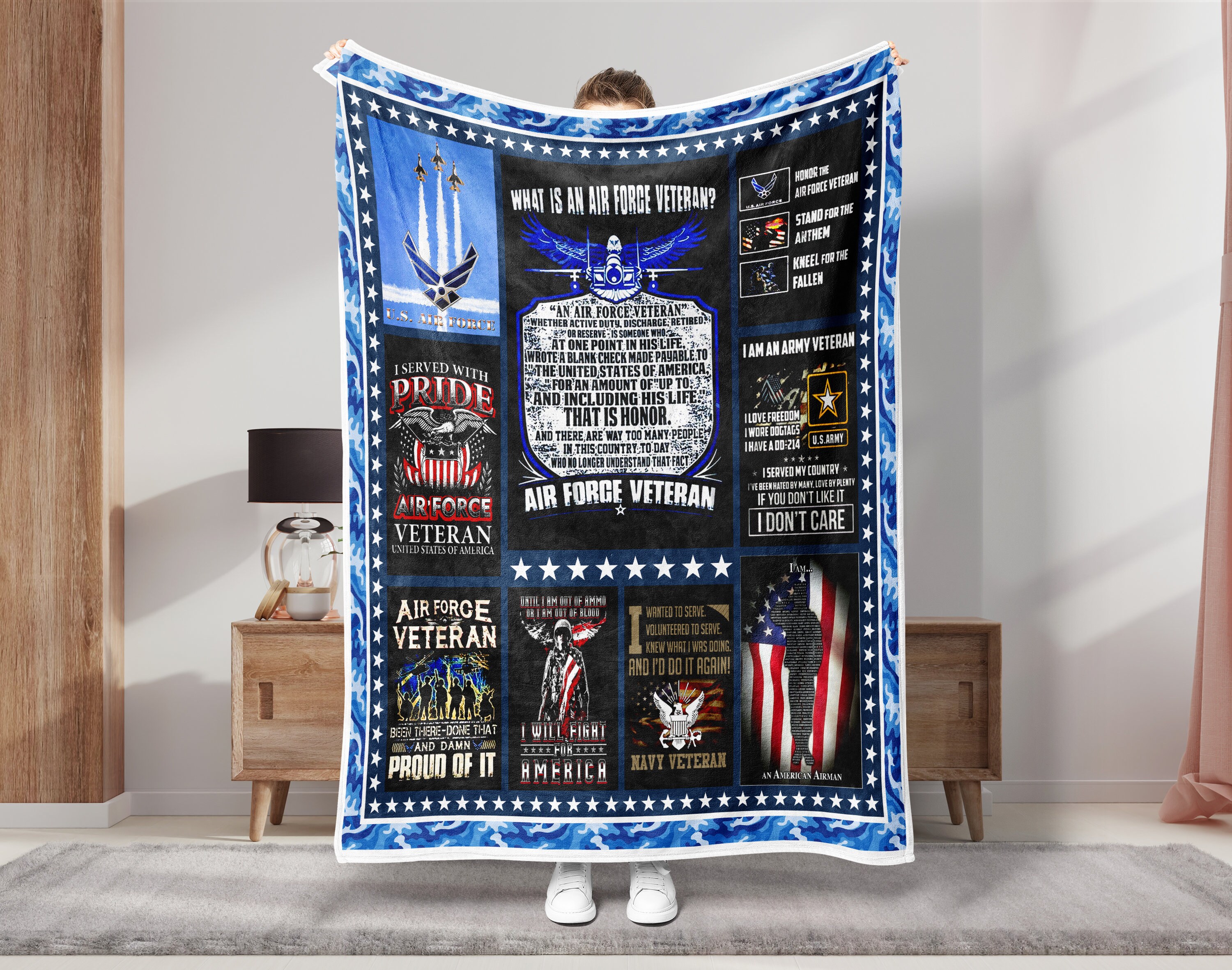 US Air Force Veteran Blanket, US Military Blanket, US Veteran Blanket