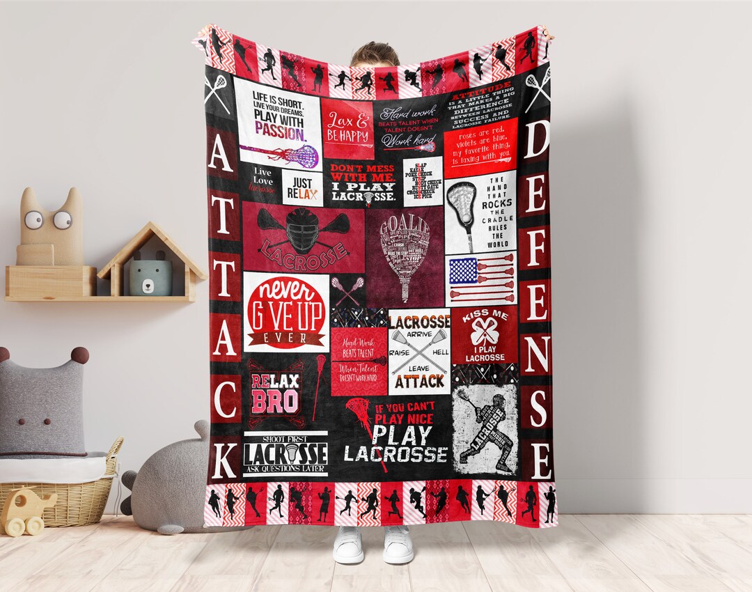 Lacrosse Blanket, Lacrosse Fleece Sherpa Blanket, Lax Blanket, Lacrosse
