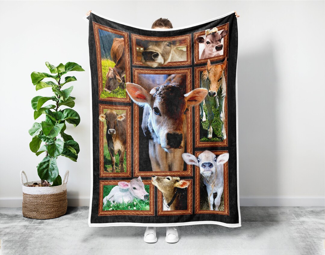 Cow Blanket, Heifer Blanket, Cow Fleece Sherpa Blanket, Cow Farm