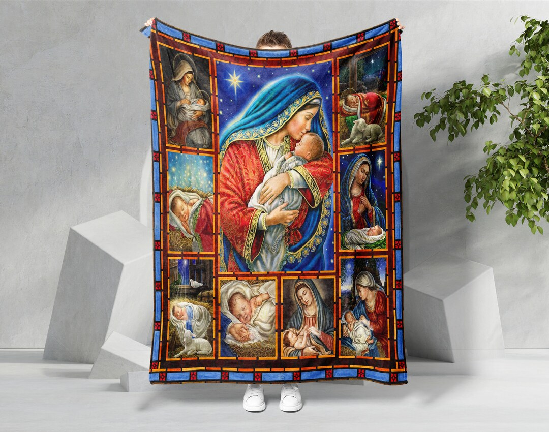 Virgin Mary and Jesus Blanket, Mother Mary Blanket, Mother of God