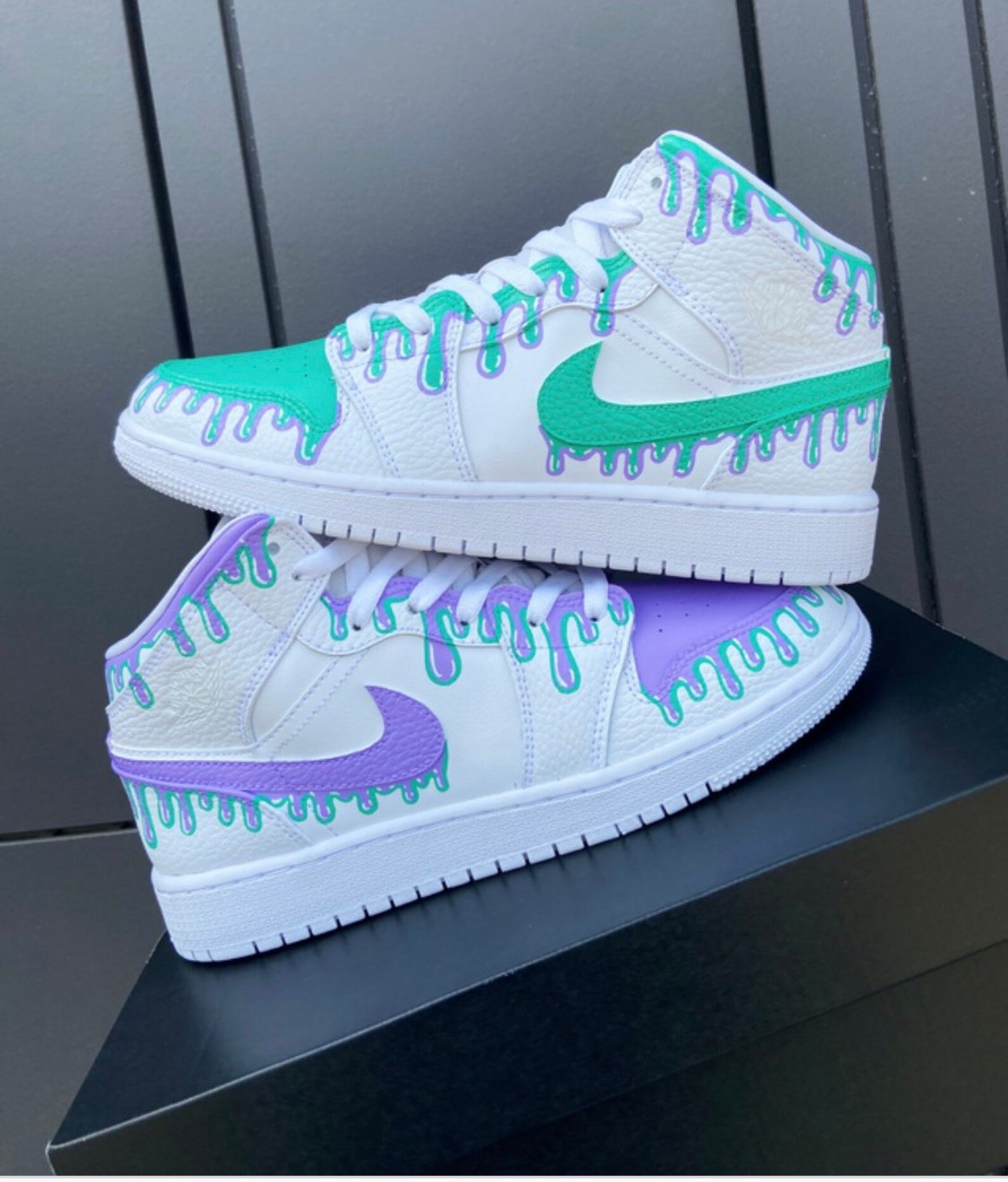Custom Drip Jordan 1 Mid Etsy