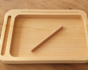 Montessori Sand Tray Set | Linden Wood Sensory Tray 30×20 cm + 2 Mini Rolling Pins | Waldorf Learning Toy
