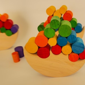 Mond Balance Spiel | Montessori Waldorf Holzspielzeug | Feinmotorik | Handgefertigtes Spielzeug aus Naturholz