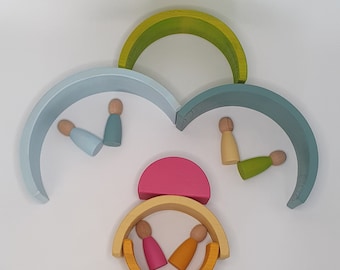 6-Piece Wooden Rainbow Stacker – Grimms Style | Montessori Toy | Educational Gift for Toddlers