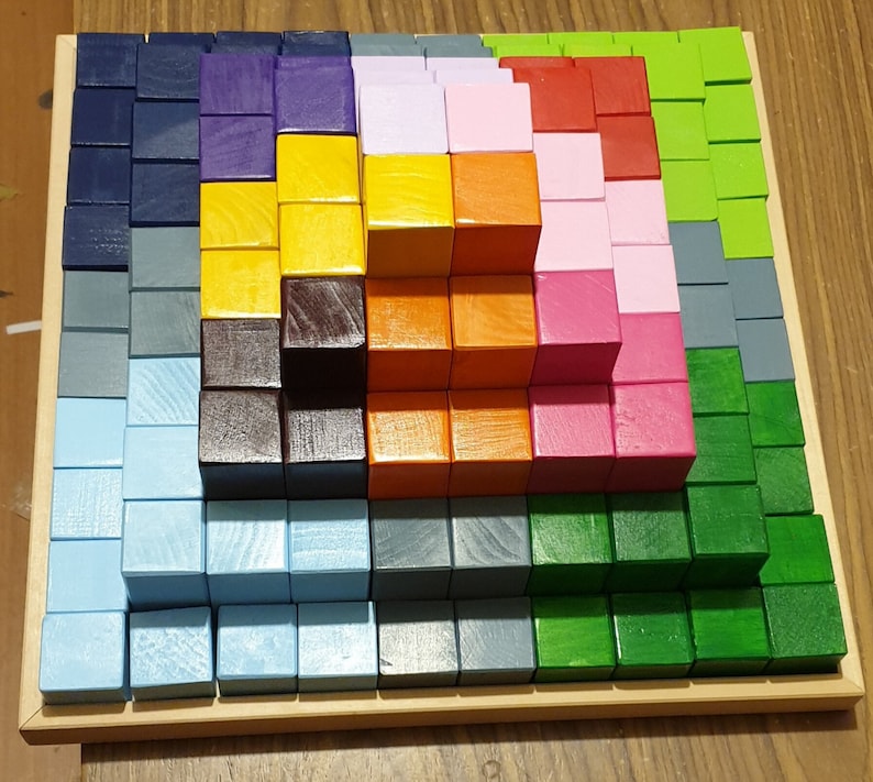 100 piece wooden building blocks Montessori construction toy natural wooden block set