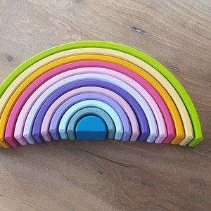 KırtKırt Wooden Pastel Rainbow Stacker | Montessori Learning Material | Waldorf Inspired Rainbow | Open Ended Wooden Set image 7