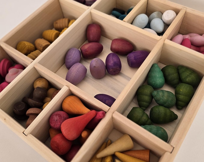 Featured listing image: Wooden Mandala Set – 102 Pieces | Waldorf Montessori Loose Parts | Open Ended Sensory Play | Eco Friendly Wooden Toy