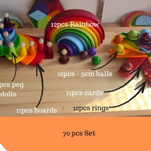 Arcobaleno Impilabile in Legno | Materiale Montessori | Arcobaleno Waldorf | Set in Legno per Apprendimento Aperto