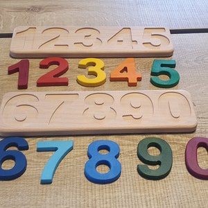 Wooden 123 Numbers Puzzle, Gift For Toddlers Kids, Natural Handmade Montessori Toys