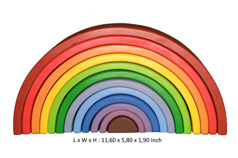 Wooden Waldorf Rainbow Stacker Toy Grimms Style 1 Age 12 Pcs. Etsy