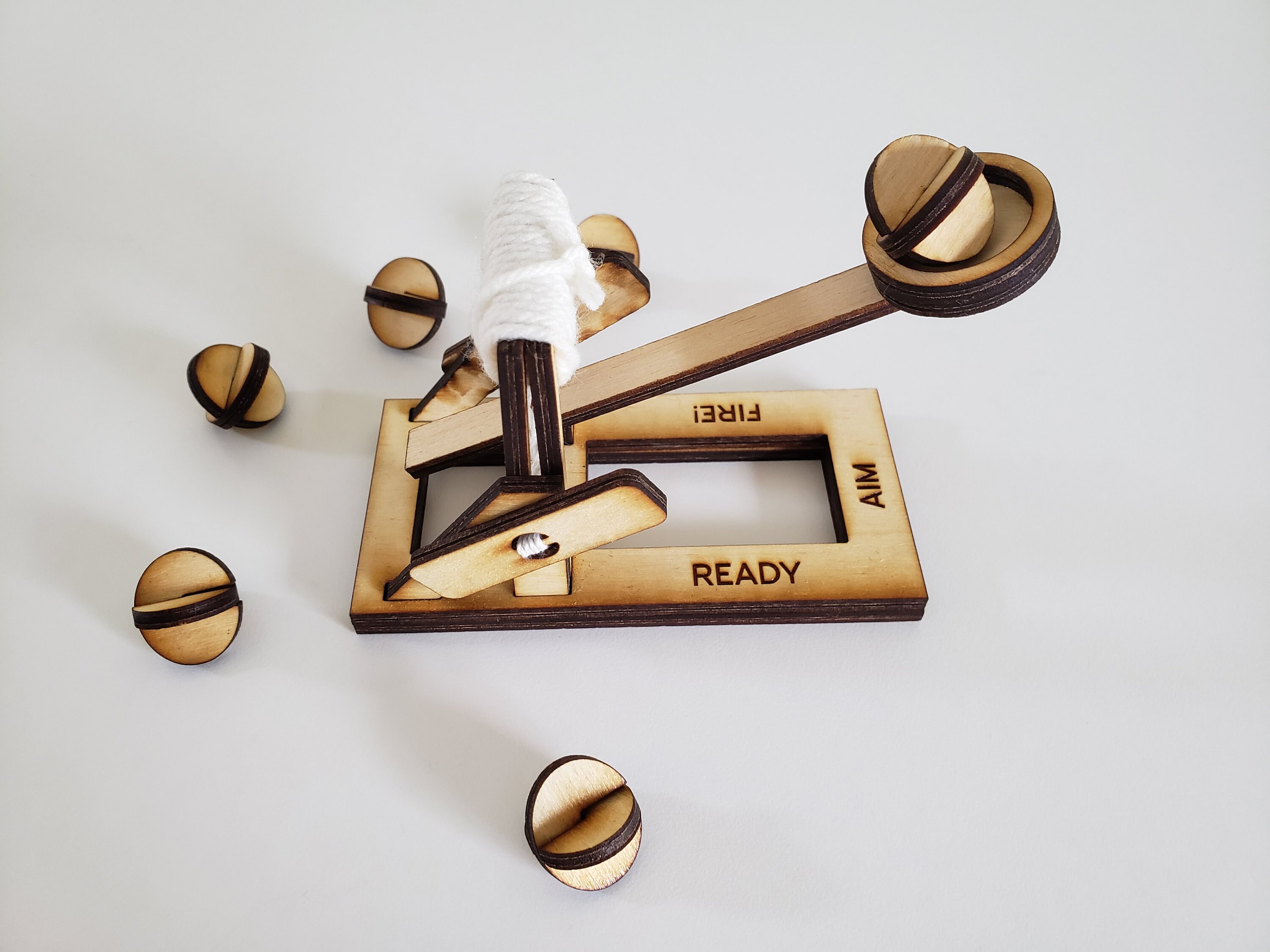 DIY Mini Catapult Kit Easy Assembly No Tools Needed, Wood Catapult