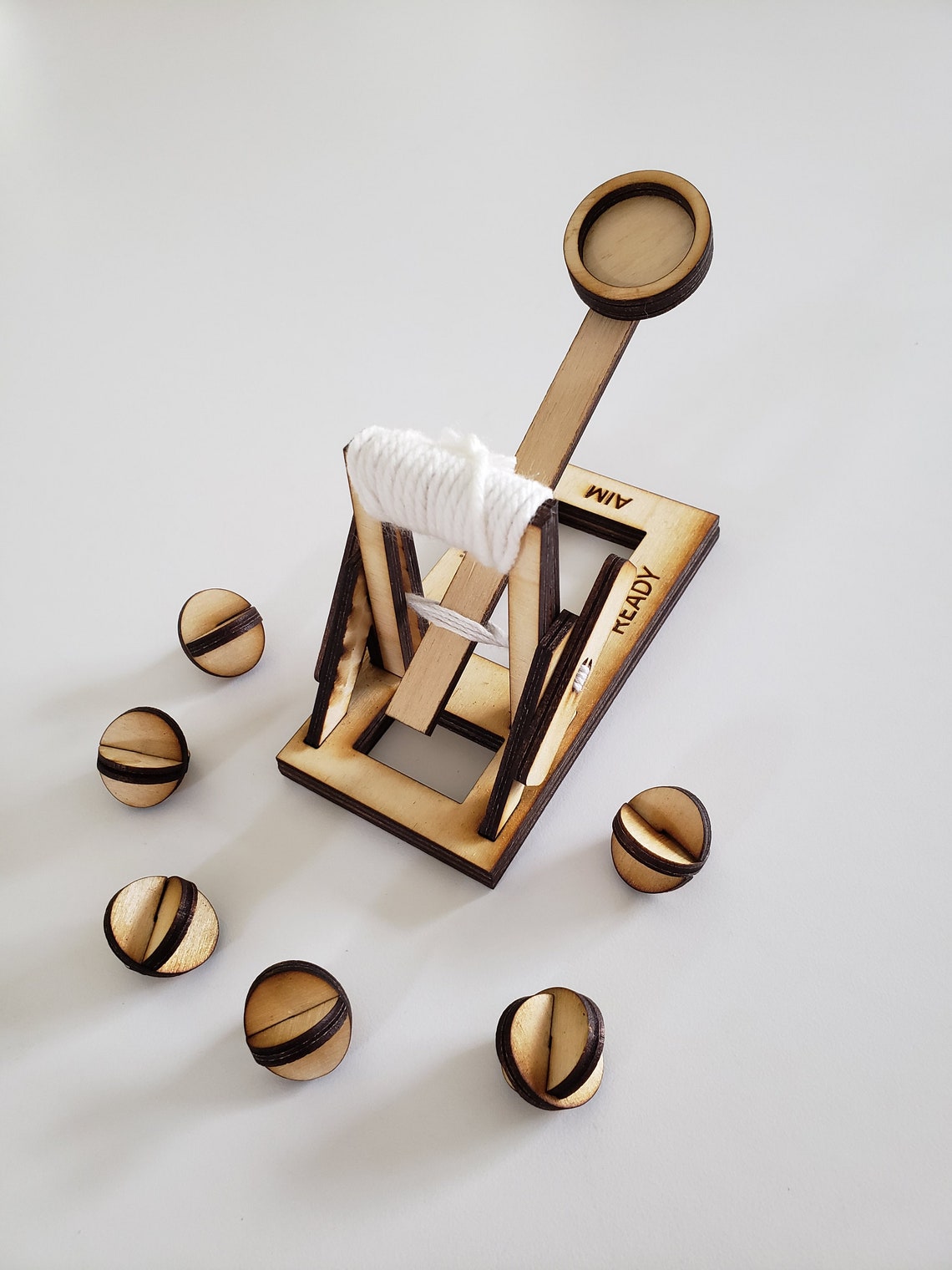 DIY Mini Catapult Kit Easy Assembly No Tools Needed, Wood Catapult