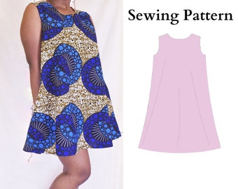 Womens Simple Dress PDF Sewing Pattern // Instant Download