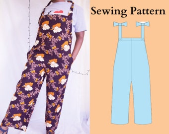 Womens Dugarees PDF Sewing Pattern // Instant Download // Baggy dungarees