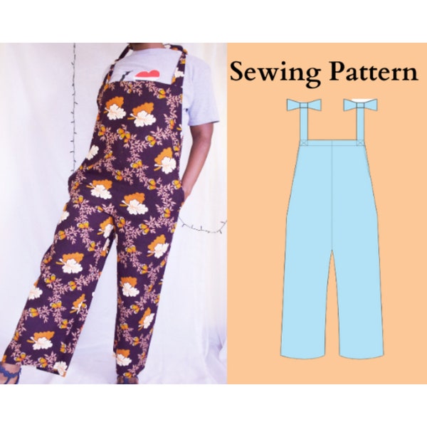 Womens Dugarees PDF Sewing Pattern // Instant Download // Baggy dungarees