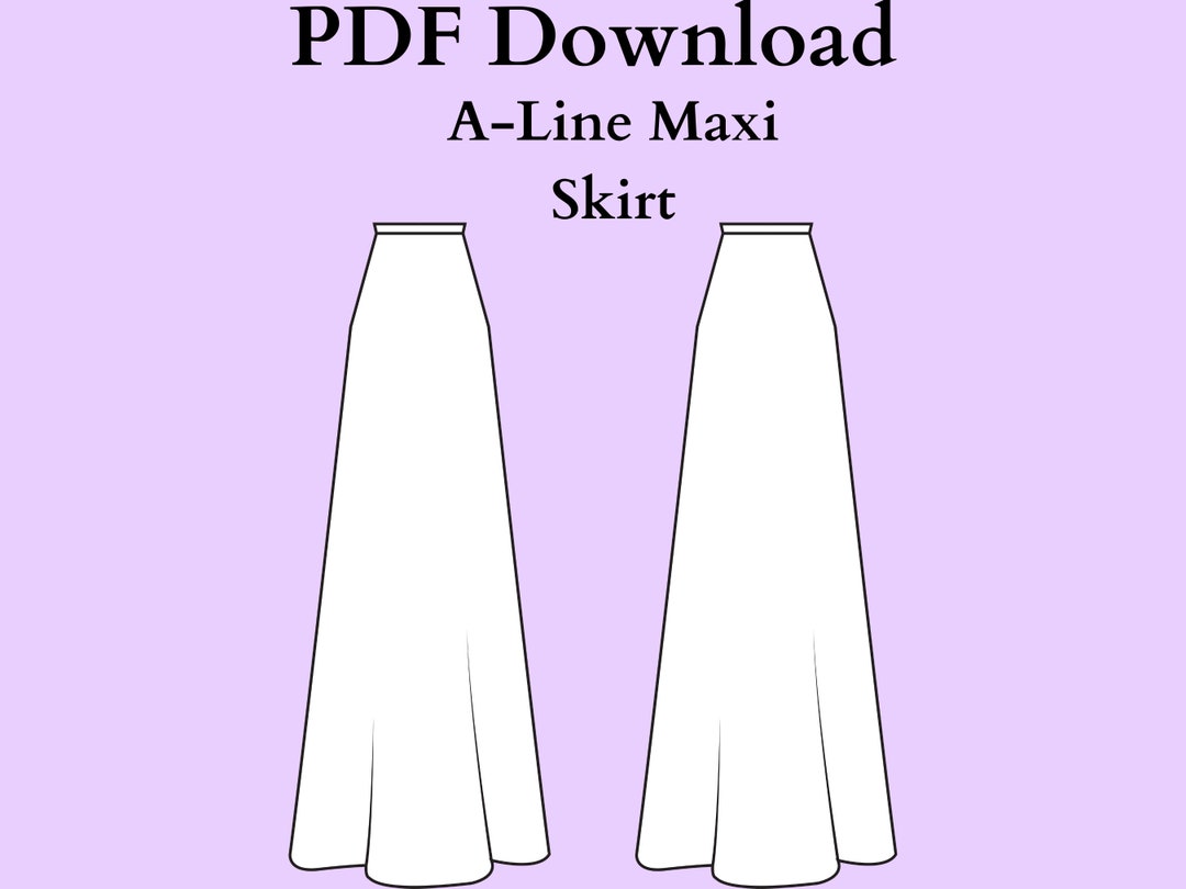 Maxi Skirt Sewing Pattern, A Line Skirt With Pockets, High Waist Long Maxi Skirt Pattern, Skirt