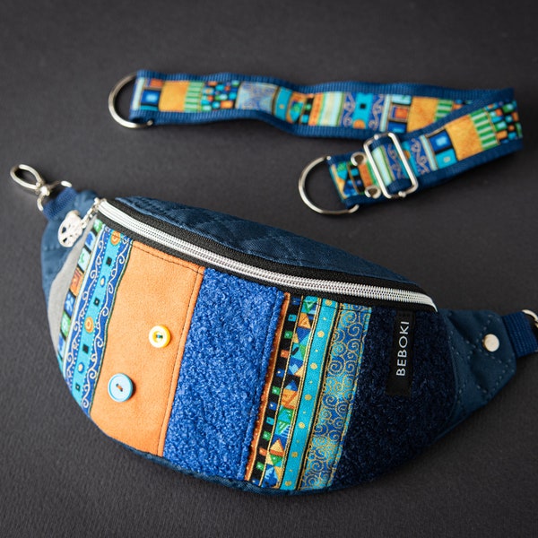 BEBOKI Patchwork Bum Waist Bag, Pockets Travel Boho Hiking Gifts Bum Bag, Money Hip Pouch pack, Nerka Gürteltasche.