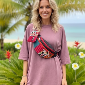 Lapptäcke Magväska Färg Poem Handgjord, Färgglad Vattentät Midjeväska med Mini Plånbok, Present till henne