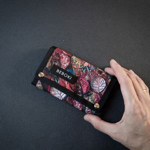 Cartera de tela impermeable BEBOKI – Estilo bohemio mandala, tarjetero y portadocumentos, estampado étnico campestre, cartera para mujer, azulejos españoles