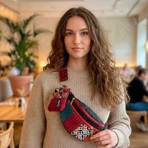 Marsupio patchwork fatto a mano Color Poem: marsupio impermeabile colorato con mini portafoglio