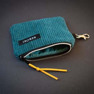 BEBOKI Monedero pequeño de pana para mujer, estuche suave con cremallera, monedero hecho a mano, monedero pequeño con cremallera, regalo étnico, beachtripwallet