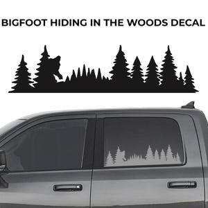 Bigfoot Hiding in the Woods Decal - Car or Truck Decal Sticker - Sasquatch, Yeti, Bigfoot