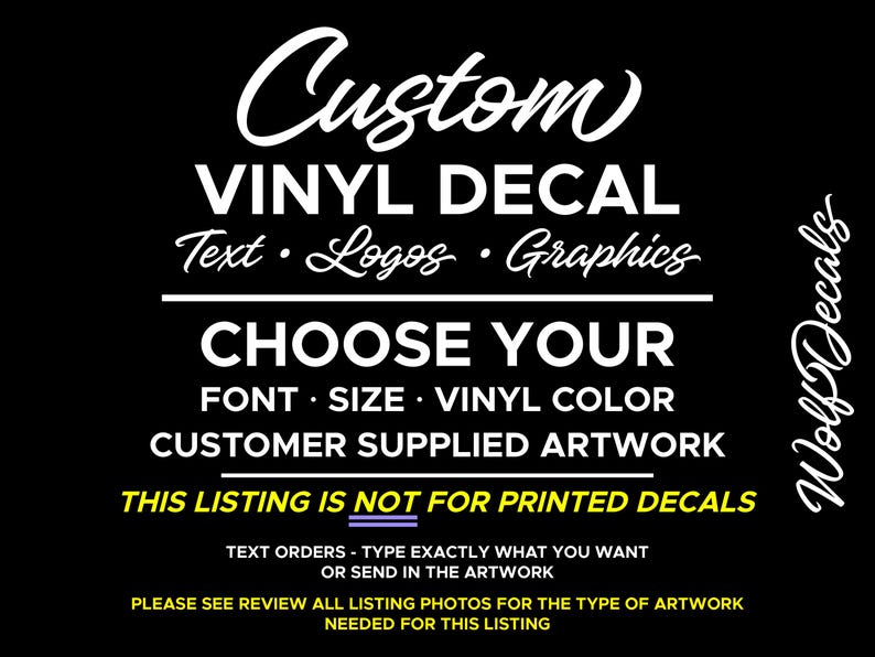 Custom Decals - Choose your Font, Color Size - Custom Vinyl Lettering Decals, Car Decals, Custom Stickers image 1
