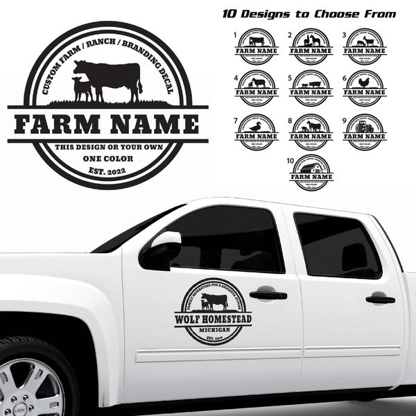 Personalized Farm Decal  | Farm or Ranch Brand Logo | Waterproof | For Cars, Trucks, Trailers, Equipment, & More
