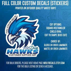 Custom Full Color Decals - Personalized Weatherproof Stickers l Stickers for Business, School, Teams, Clubs & Fun