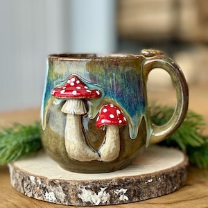 Keramische champignonbeker, 3D-bekers, kleine mok Amanita muscaria, beker vliegenzwam handgemaakt, 10 fl oz/300 ml
