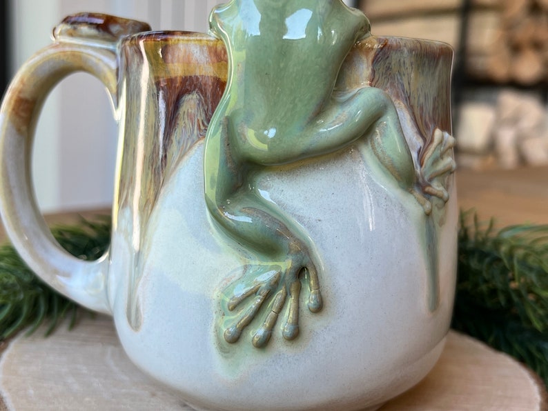 Funny Frog Mug With Mushrooms, 10 Fl Oz / 300 Ml, Pottery Mug Handmade ...