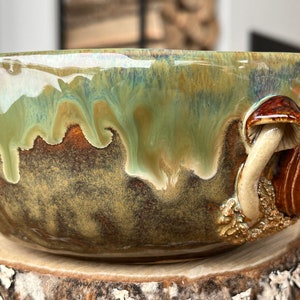 Bowl with pumpkins and mushrooms, funny bowl, cute mushrooms bowl, handmade ceramic pottery bowl, Kikii Art image 7