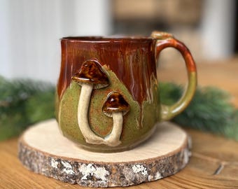 Handmade Ceramic Mushroom Mug: 3D Stoneware Coffee Cup