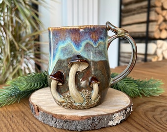 Pilz Wald Becher, Herbsternte, niedliche handgemachte Zauberpilz Tasse Steinzeug, 3D Keramikbecher, Tee Kaffeetasse