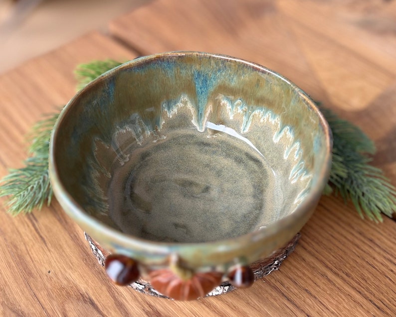 Bowl with pumpkins and mushrooms, funny bowl, cute mushrooms bowl, handmade ceramic pottery bowl, Kikii Art image 5