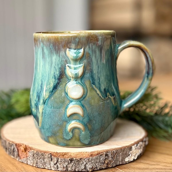 Moon coffee mug, moon cup, 12 oz / 350 ml, Moon phase mug, ceramic handmade cup, stoneware, pottery mug, Celestial Mug