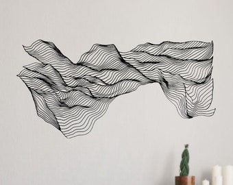 Metal wall sculpture, abstract line wall art, contemporary black metal wall sign, modern luxury black metal wall decor, nordic wall hanging