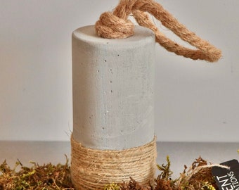 Handmade Concrete Door Stopper with Rope Handle: Modern Cement Decor