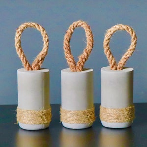 Door stoppers Set Of 3, cement door holder, bookends, concrete door holder with rope