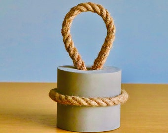 Heavy Cement Door Stopper with Rope Handle: Concrete Bookend